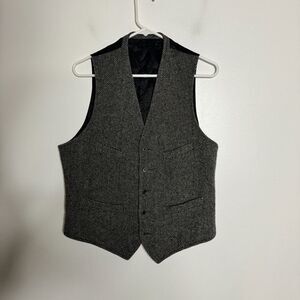 Banana Republic Tweed Vest Mens Gray Herringbone 40R Medium